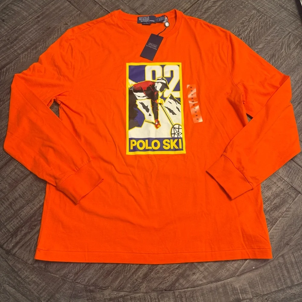 NWT Polo Ralph Lauren Sun Valley Ski Logo‎ Rare Long Sleeve Shirt Mens Medium